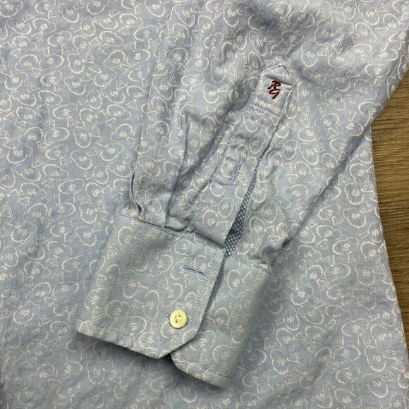 Robert Graham Shirt Mens Extra Large Blue Wall Street Money Bags Long Sleeve - Picture 3 of 12